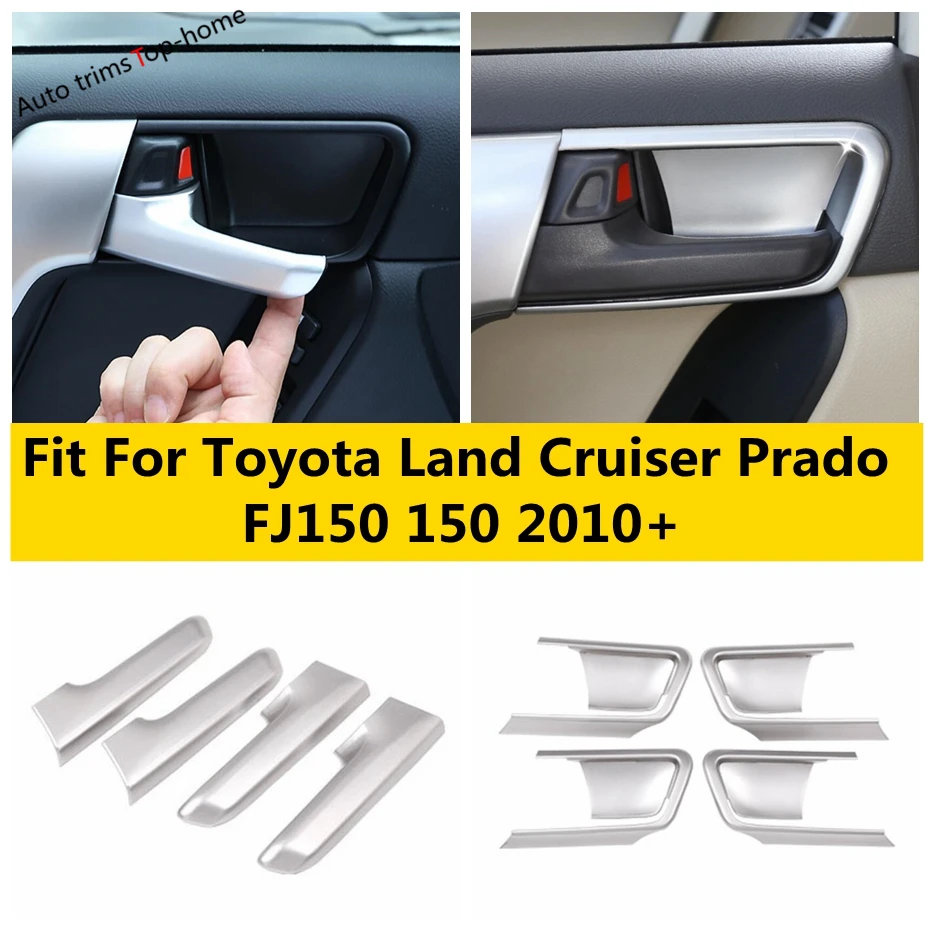 Matte Car Inner Handle Door Bowl Sequin Decoration Frame Cover Trim Accessories For Toyota Land Curious Prado FJ150 2010 - 2020