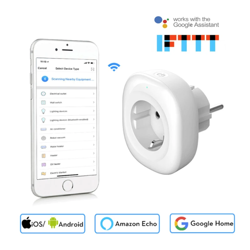 

Mini Wifi Remote Control Smart Socket EU Power Plug Mobile APP Remote Control Energy Monitor Works with Alexa Google Home