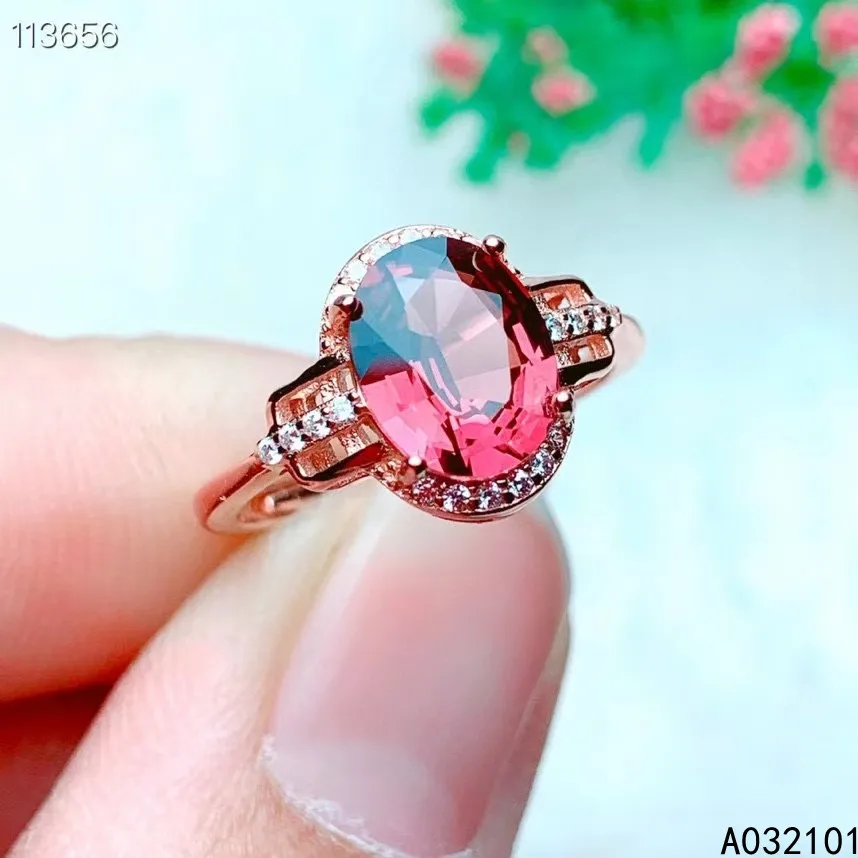 

KJJEAXCMY fine jewelry S925 sterling silver inlaid natural Garnet new girl classic ring support test Chinese style with box