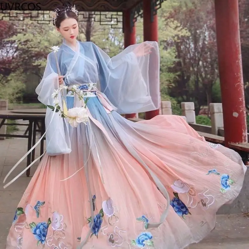 Traditional Chinese Clothing Hanfu Set Women Chic Embroidery Fairy Dress Cosplay Costumes Ancient Oriental Style Princess Outfit