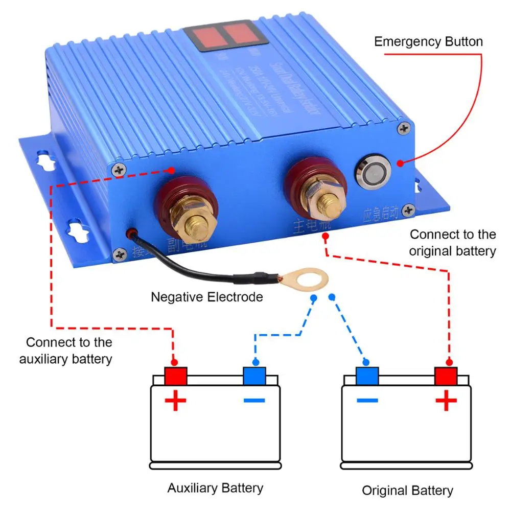 FOSHIO 250A 12V-24V Automotive Smart Dual Battery Isolator Power Batteries Manager Protector RV Modified Car Relays Repair Tools