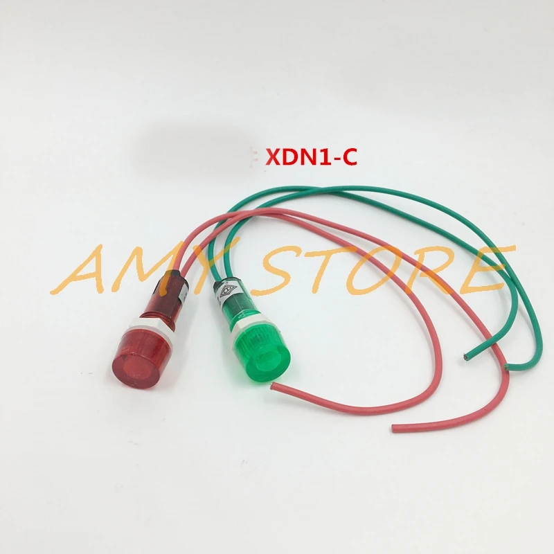 100Pcs AC220V 380V 24VDC 12V 6.3V Neon Indicator Pilot Signal Lamp Red Green Light w 7.9" Long Cable 10mm thread XDN1-C