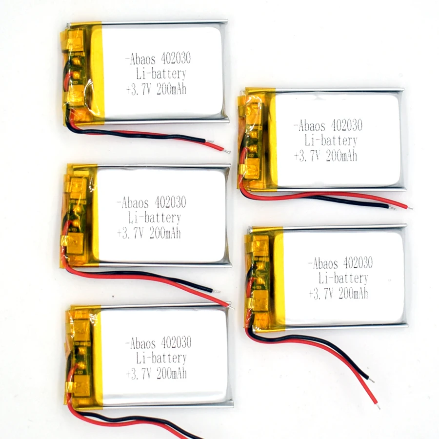 5 PCS 3.7V 200mAh Li-polymer Rechargeable Battery Li-Po ion for MP3 MP4 402030