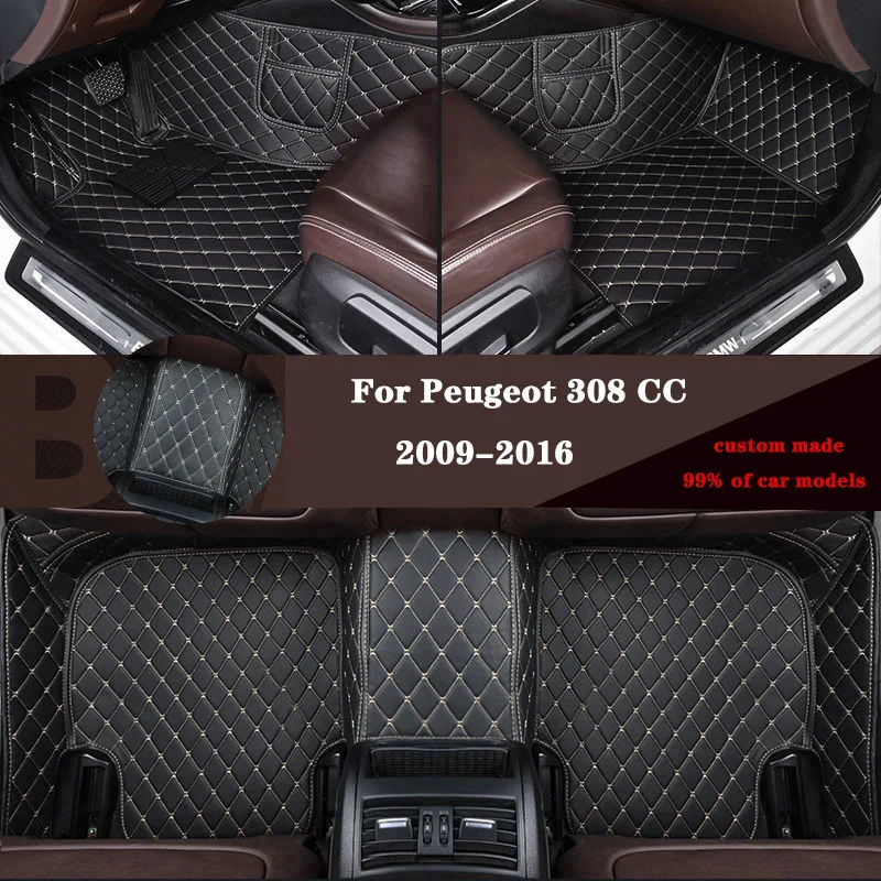 

Car floor mats For Peugeot 308 CC 2016 2015 2014 2013 2012 2011 2010 2009 Leather Waterproof Anti-Dirty Carpets Custom Foot Pads