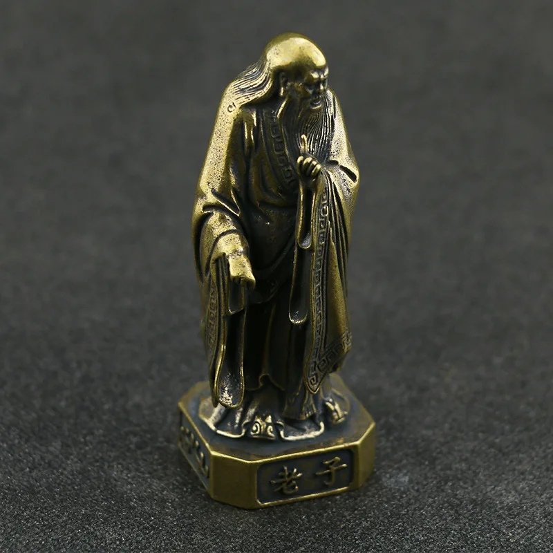 

Antique Bronze Chinese Taoist Founder Lao Zi Figurines Pendants Vintage Copper Buddha Lao-Tzu Statue Decors Statues Et Sculpture