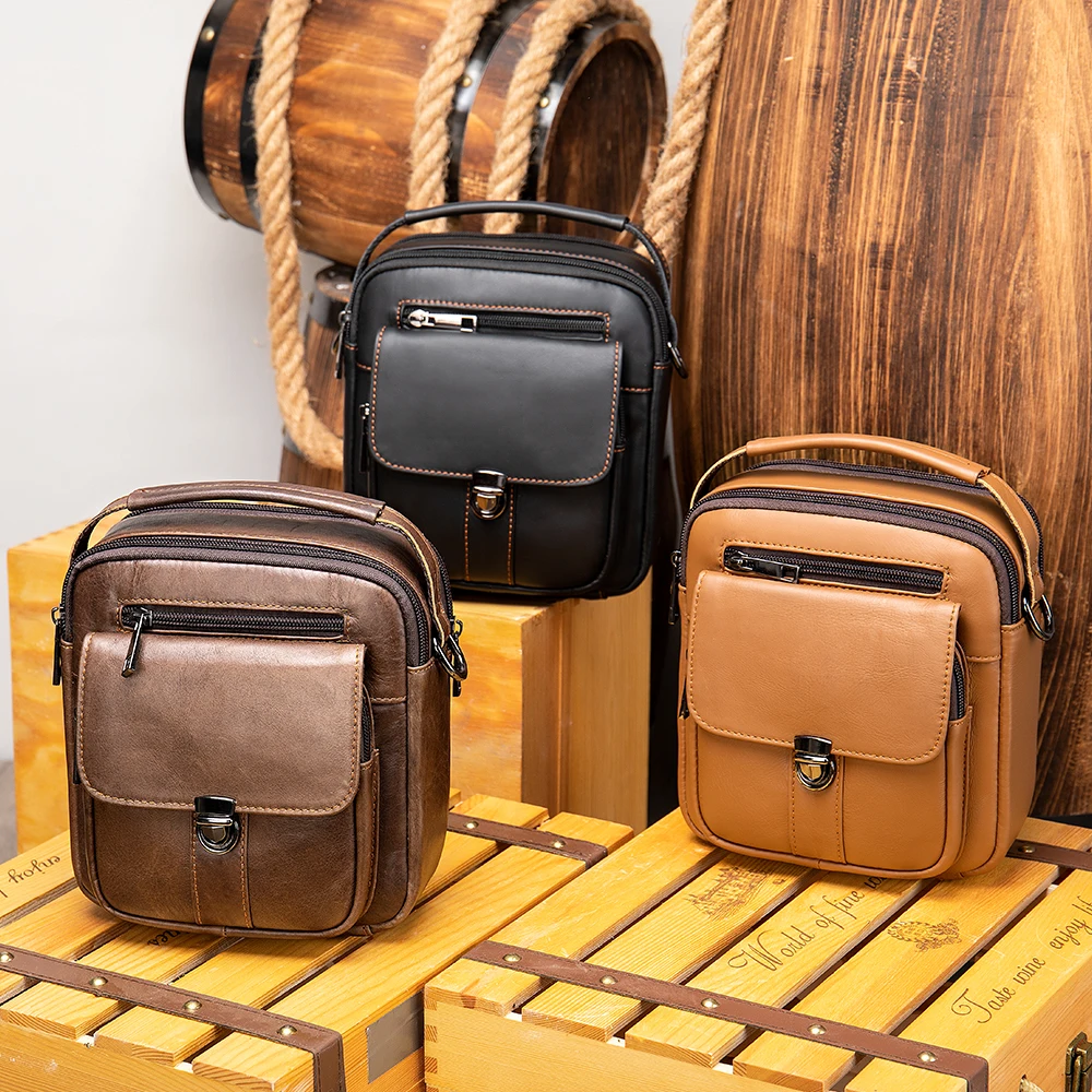 MVA Genuine Leather Men's Messenger Bag Shoulder Bags for Men Crossbody Bags Small Man Designer Shoulder Handbag Bolso Male 7438