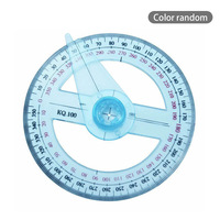 All Circular 10cm Plastic 360 Degree Pointer Protractor Ruler Angle Finder Swing Arm For School Office Supplies