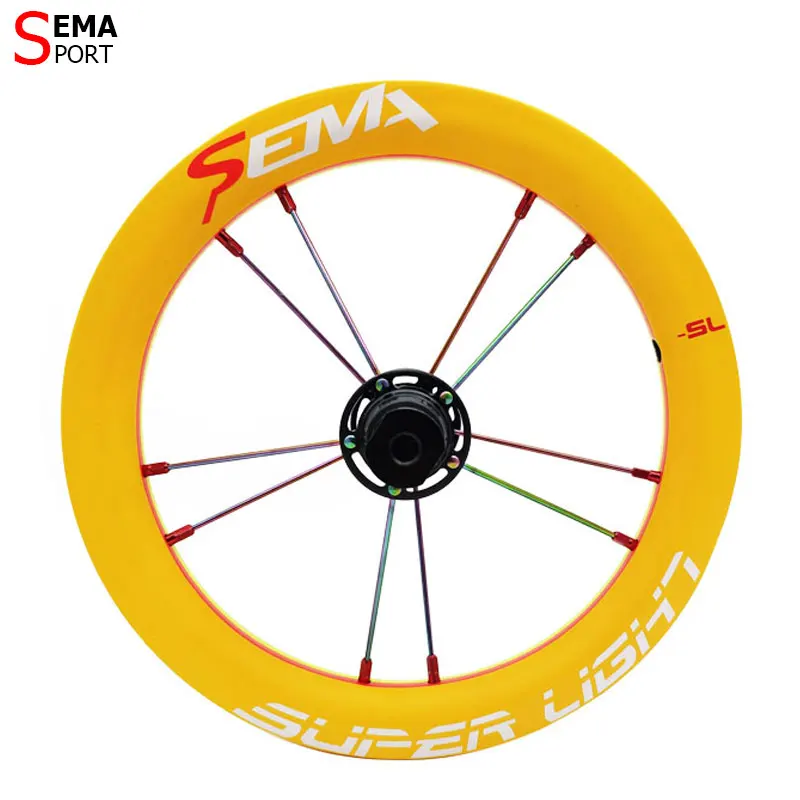 Carbon wheel SEMA SL170 carbon wheelset 12inch super light wheels with SKF ceramic bearing for Kids balance bike titanium spokes