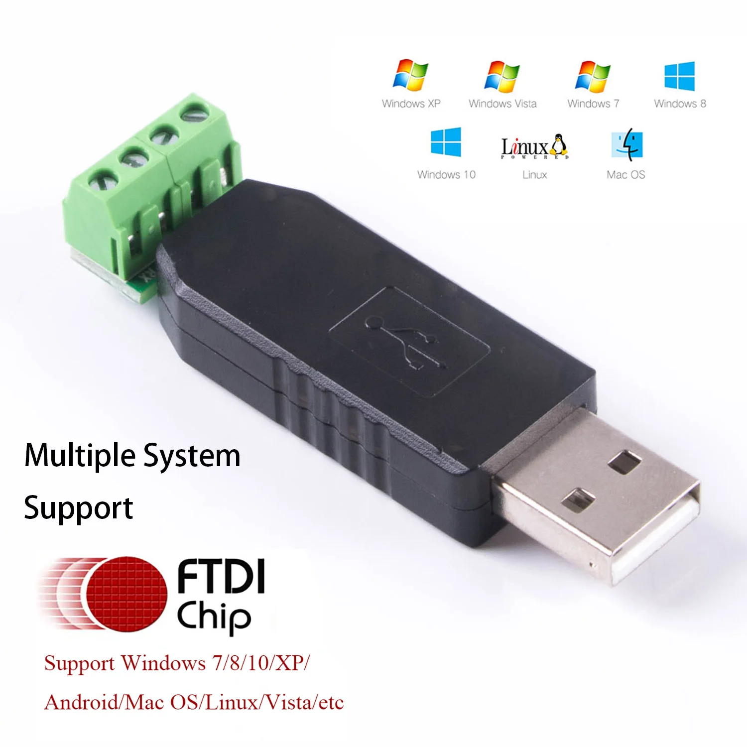 USB to RS232 4 Pin Terminal Block TXD RXD GND VCC Pinout Serial Adapter FTDI Chip Support Windows XP/Android/Window7/8/10
