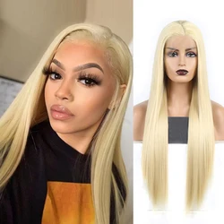 Charisma Blond Pruiken Lange Zijdeachtige Rechte Haar Synthetische Lace Front Pruik Hittebestendige Pruik Zijscheiding Cosplay Pruiken Voor Vrouwen