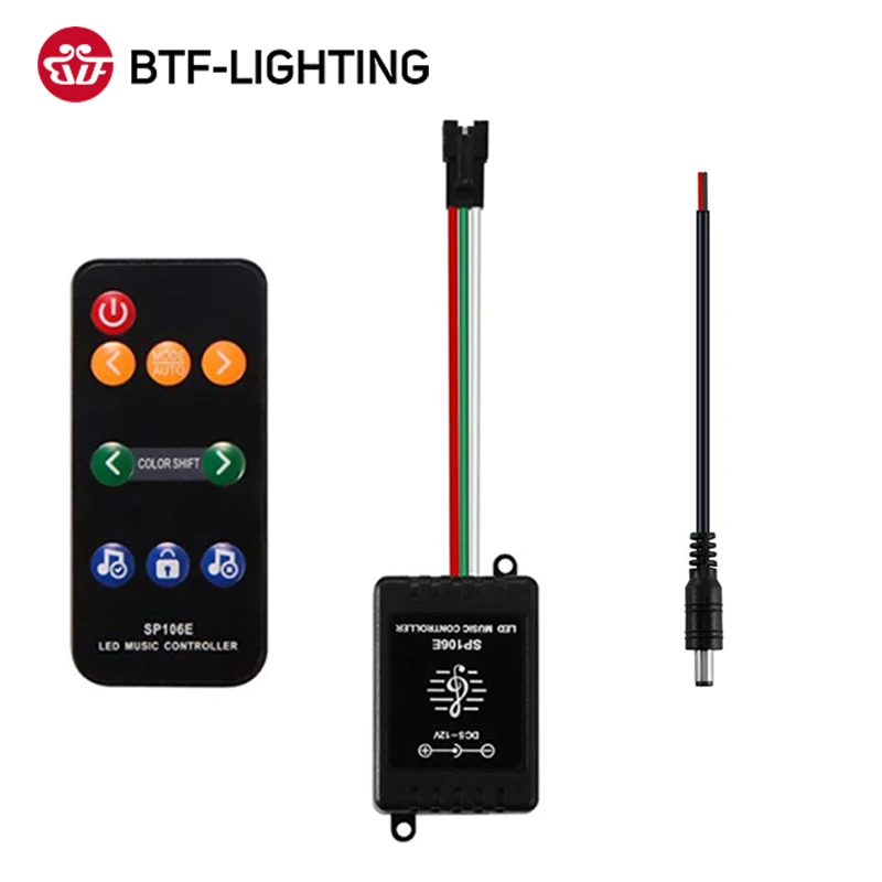 Tira de luces LED SP106E RGB, controlador inalámbrico RF, 9 teclas, píxel IC SPI, música colorida, WS2811, WS2812B, SK9822, SK6812, APA102, DC5-12V