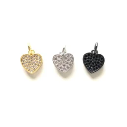 5pcs Small Size Heart Pendant for Necklace Design Bling Clear Zirconia Paved Charm for Women DIY Jewelry Earring Bracelet Making