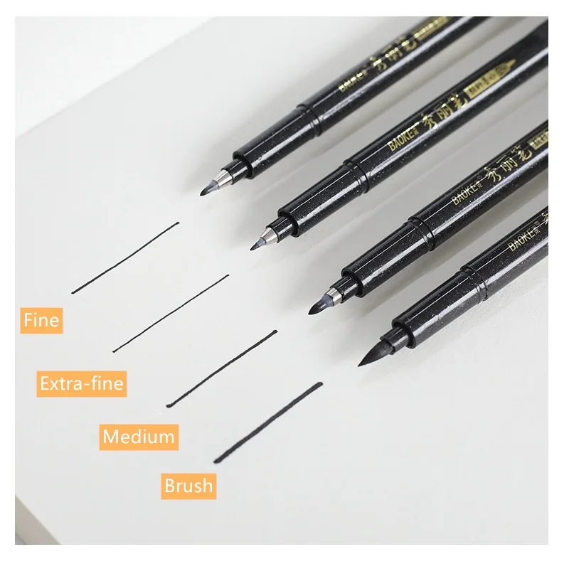 4pcs calligraphy pen set Fine Medium Brush tip for Hand Lettering Drawing Writing signature Illustration School art tools A6806