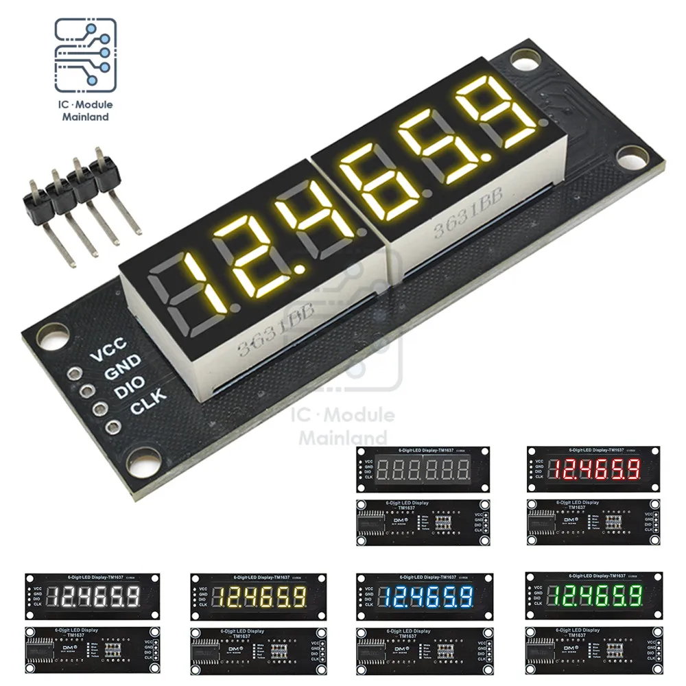 Affichage numérique LED, Tube d\'anode, Technologie d\'affichage décimal, 4 bits, 6 chiffres, 5V, 7 segments, TM1637, 0.36 \