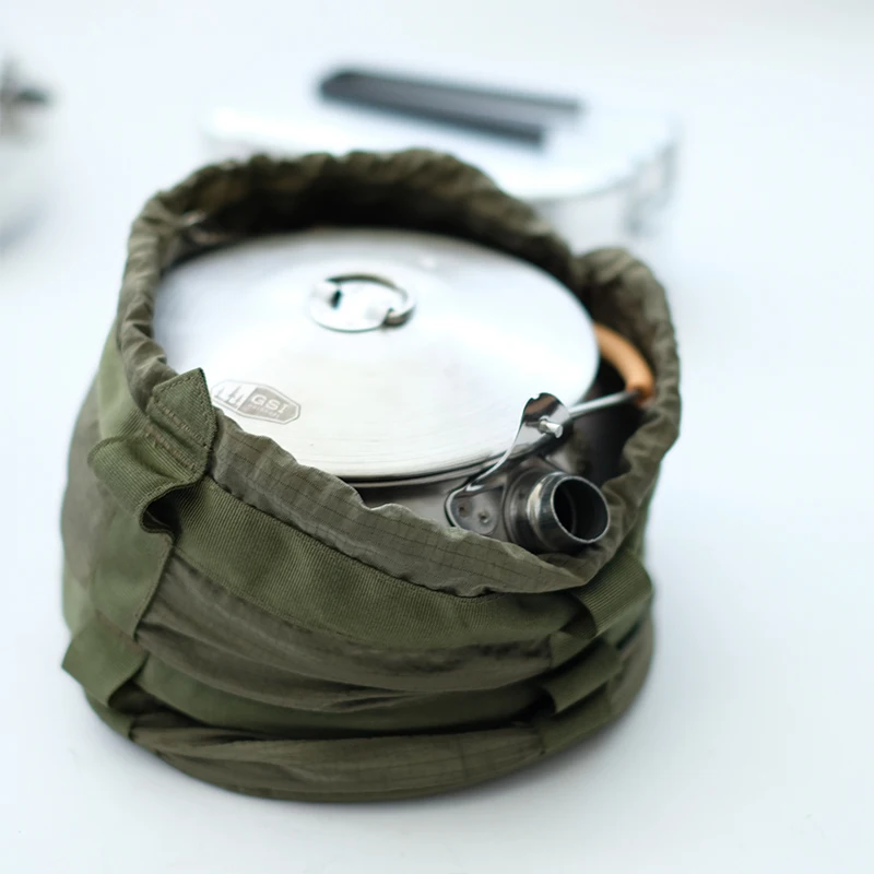 AGT Multifunction Camping Tea Water Kettle Tissue Storage Bag Sack Outdoor Bushcraft Tools Glamping Gear Pocket with Draw Cord