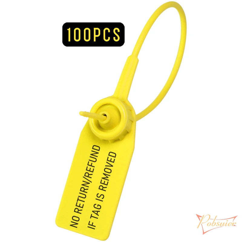 100 Stuks Wegwerp Plastic Veiligheidszegels Kleding Hang Labels Leegte Labels Voor Kleding Schoenen Tas Geen Terugkeer/Terugbetaling Als Tag Verwijderd