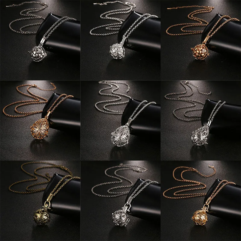 New Mexico Chime Music Angel Ball Caller Locket Necklace Vintage Pregnancy Necklace Aroma Essential Oil Diffuser Pendant Jewelry