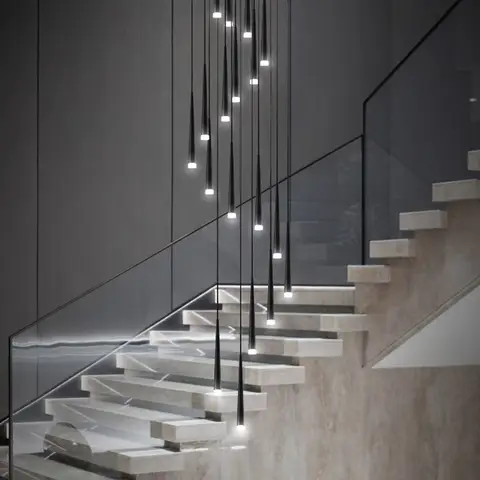 staircase Ceiling chandelier Home decor loft style modern nordic lamp led lights black pendant lamp 2021 Hanging light fixture