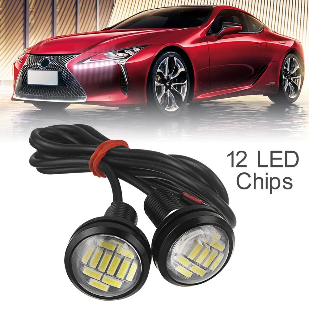 2 Pcs 12V 15W 22mm Car Eagle Eye DRL Led Daytime Running Lights LED 12V Backup Reversing Parking Signal Automobiles Lamps