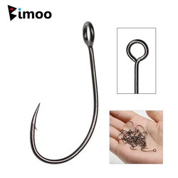 Bimoo 20pcs Fly Fishing Big Eye Hooks High Carbon Steel Large Eye Spoon Lure Hook with Barb Pipe Hook Handle Size 2 4 6 8 10 12