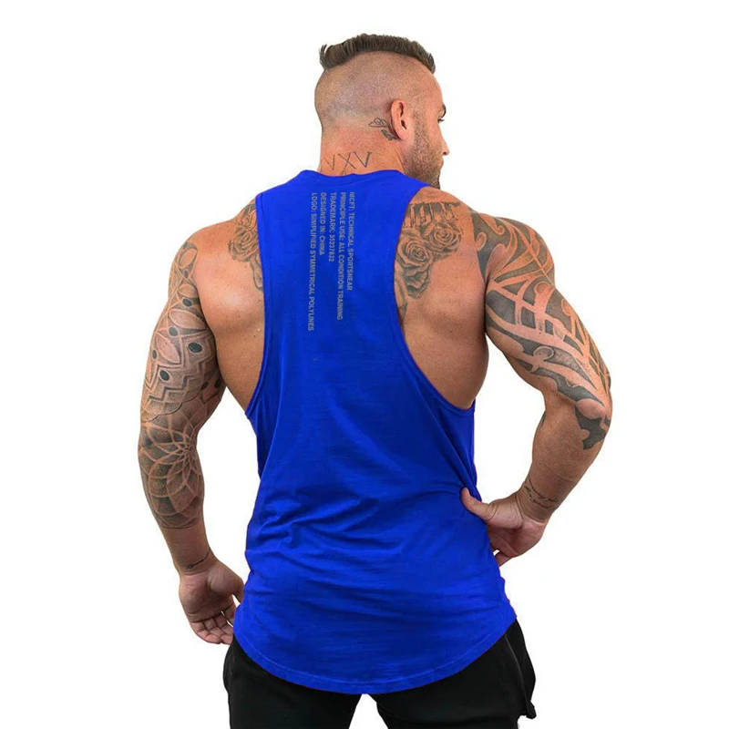 Racer Back mens Big Holes Sleeveless Tank Tops Gym Clothing Cotton Training Wear Sports Singlets Stringers Workout Tops