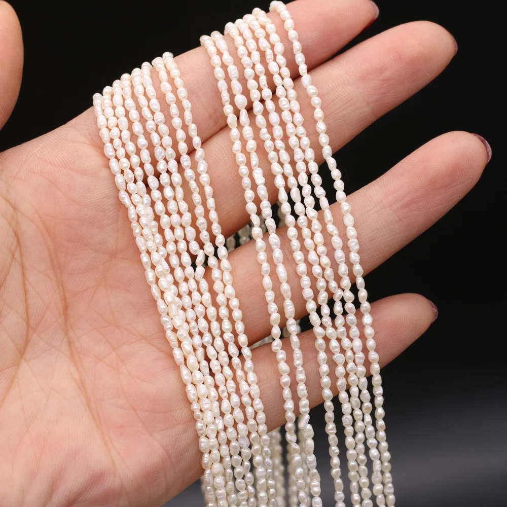 Natural Freshwater Pearl Beads Rice shape Loose isolation Beads For jewelry making DIY necklace bracelet accessories Size2-3mm