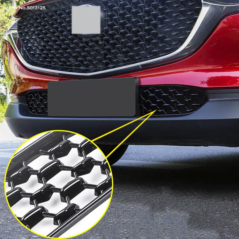 Front Lower Bumper Grill Grille Moulding Cover For Mazda CX30 CX-30 2020-2021 2022 Car Front Bottom Middle Net Decoration Black