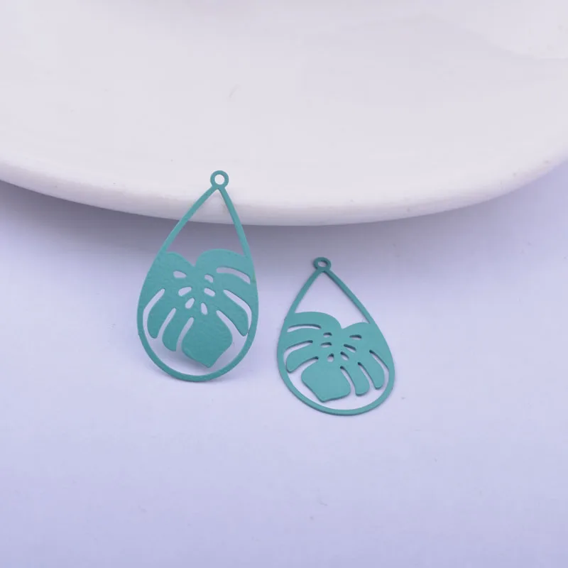 50 Stück AC12349 26*15mm Bemalte Tropische Pflanzenblatt-Anhänger DIY Schmuck Ohrring Zubehör – Detail 12