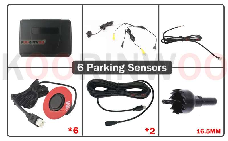 Koorinwoo Parktronic 13MM Flache Rotation Auto Parksensoren 8/6/4 Hintergrundbeleuchtung Vorne Hinten Summer 12V Für Andriod DVD Video System – Detail 7