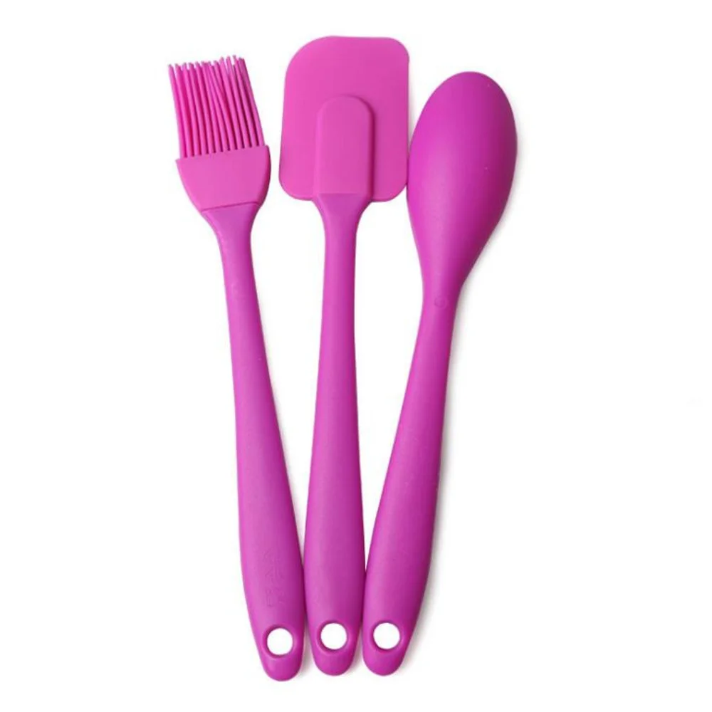 100Set 3Pcs/Set Silicone Baking Tool Spatula Scraper Brush Spoon Christmas Cooking Pastry Tools