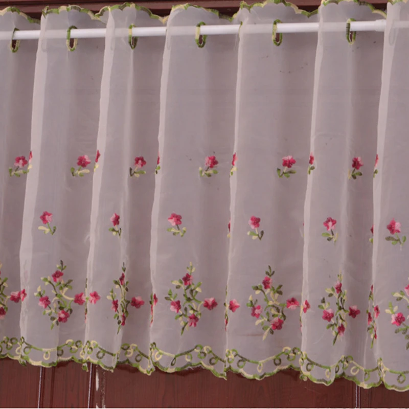 Ren Sóng Ngắn Tulle Nửa Rèm Cửa Cho Phòng Khách Trắng Nổi Sheer Đường Viền Bằng Vải Tủ Bếp Quán Cà Phê Cửa Cửa Sổ Màn