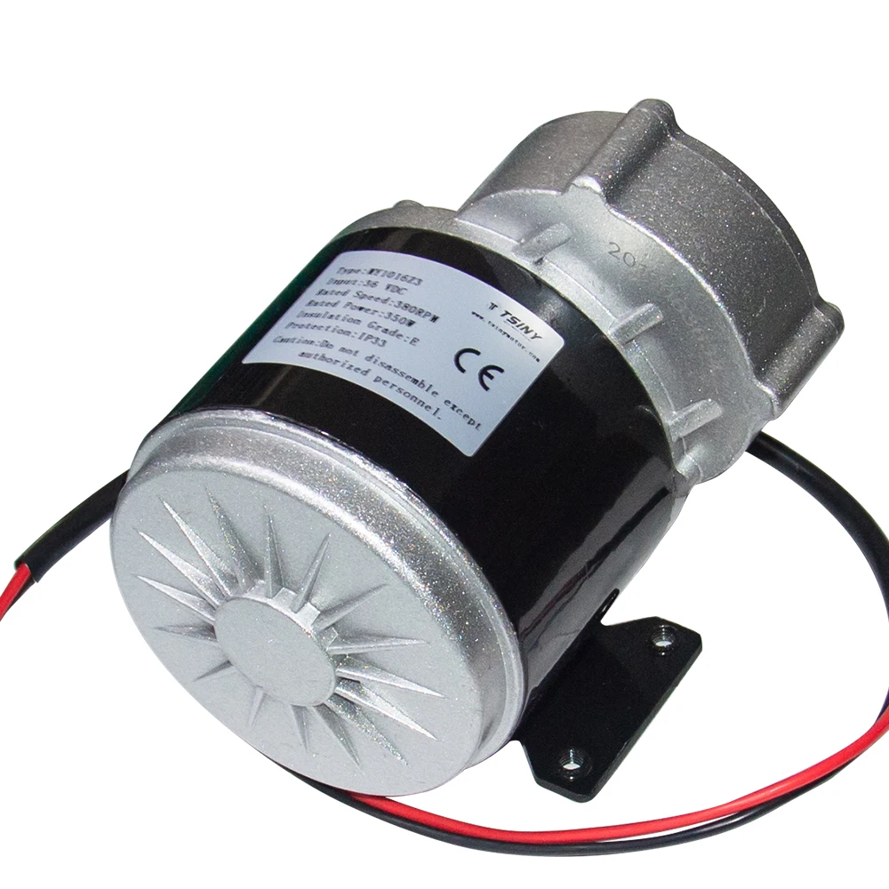 MY1016Z3 DC Scooter Motor 24V 36V Brushed Gear Motor 350W High 380Rpm with Sprocket 9 Teeth Pitch 12.7mm for Electric Bike