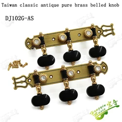 Vintage Pure Copper Inlaid Shell Classical Guitar Tuning Pegs Machine Heads Tuners 3L3R Guitar Accessories HY102G-AS