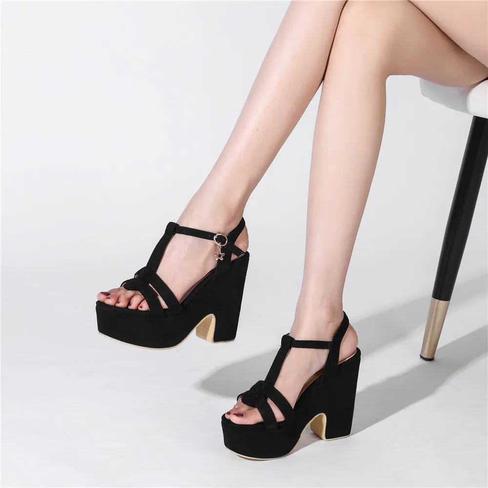 2024 Summer New Platform Sandals Women Ladies Shoes Thick High Heels Pumps Flock Wedge Fashion Sandalias De Mujer 34-43 Green