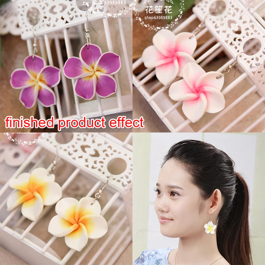 10pcs/lots 35mm Polymer Clay Frangipani Plumeria Flowers Beads For Diy Hawaii Earrings Necklaces Holiday Jewelry Crafts Making