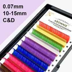 Abonnie 10-15mm Colorful Indiavidual Eyelash Extension PBT Mink Lashes Extension Single Eye Lashes D Curl Cilios