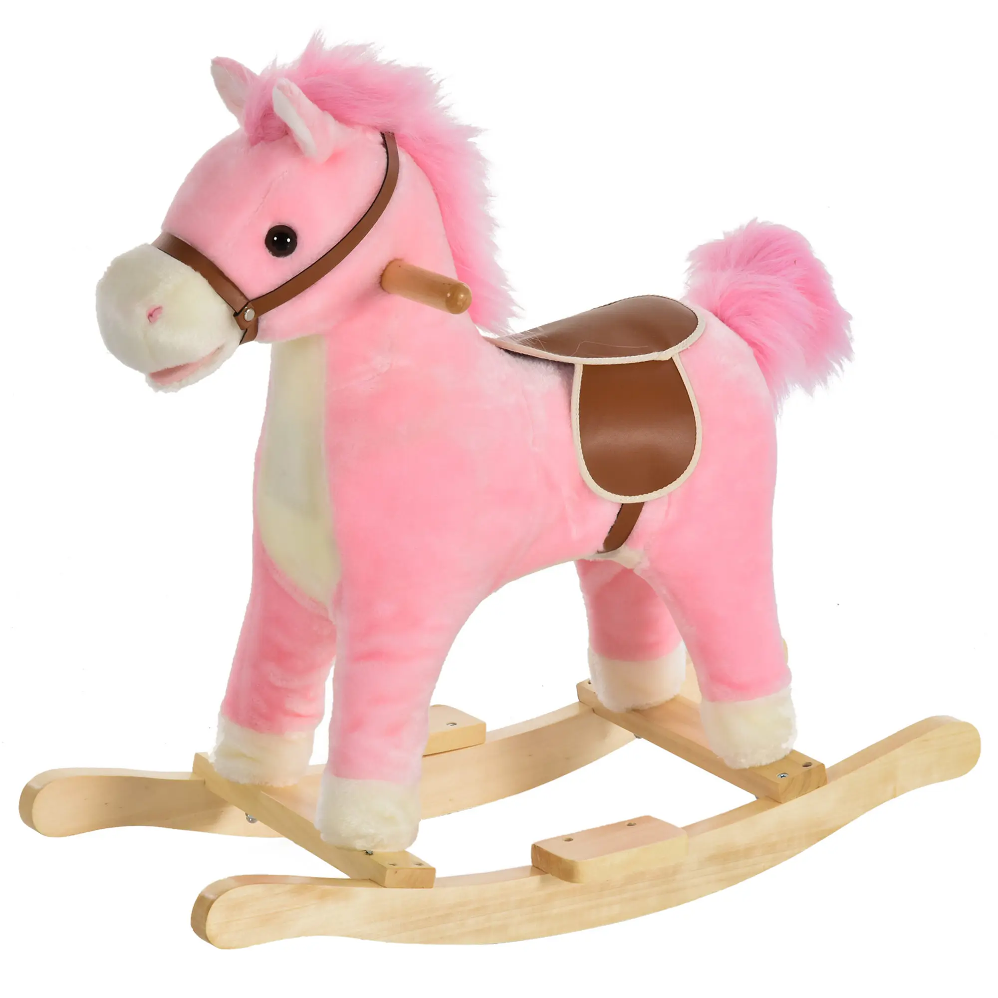 Homcom hobbelpaard met bewegende mond en staartmuziek 36 tot 72 maanden 65X32,5X61