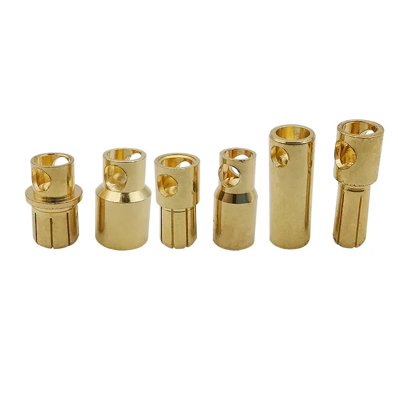 1Pair 5mm 6mm 8mm Banana Brass Gold Plated Banana Bullet Male Female Plug Socket Connector for RC Model Battery Motor ESC