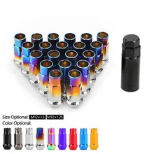 M12x1.25 M12x1.5  20PCS Racing Car Modification R40 Tire Nut Wheel Nut Chrome Titanium Coating Anti Theft Lug Nuts Lock Set