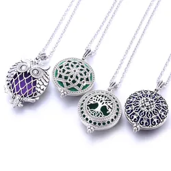 2019 New Aromatherapy Necklace Vintage Flower Butterfly Essential Oil Diffuser Necklace Perfume Lockets Pendants