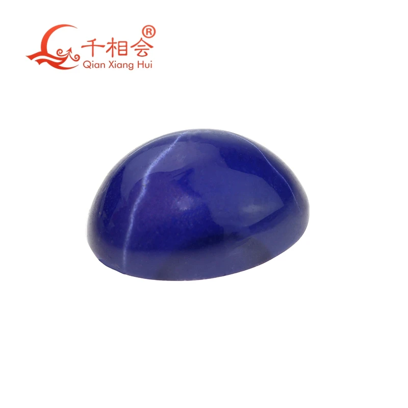 lab grown Star Sapphire star ruby Oval Shape Blue Color Flat Back Cabochon Loose Gem Stone for Jewelry Making