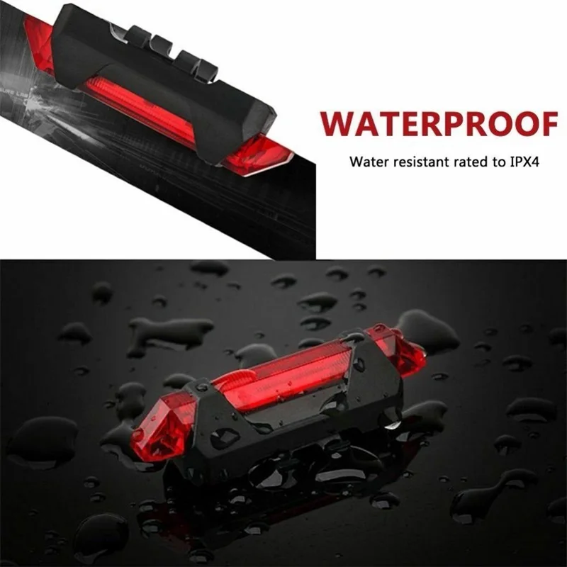 USB Rechargeable Bike Light 5LED Front Back Rear Tail Lights Cycling Safety Warning Light Waterproof Bicycle Lamp Flashlight