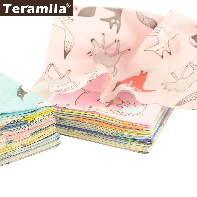 Teramila 32x32cm Fat Quarter 100% Cotton Fabric Animal Design Telas DIY Patchwork Baby Cloth Tissus Pillow Quilts, 12.5x12.5in