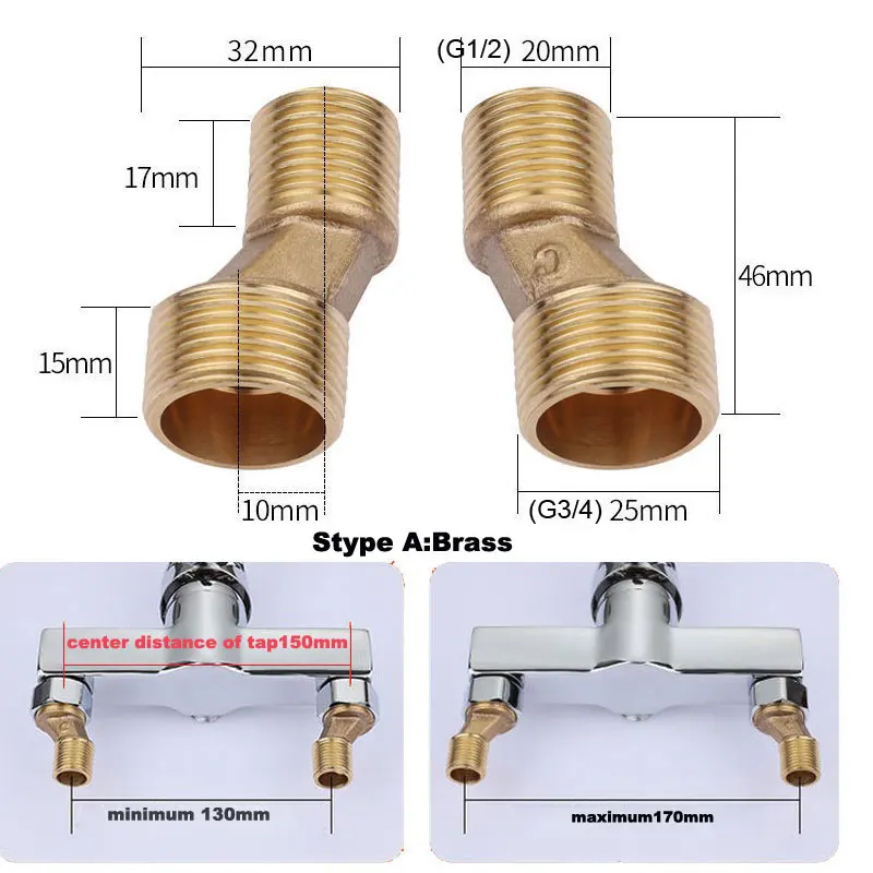 2Pcs/Set Shower Faucet Adjustable Adapter Solid Brass Wall Mounted Width Adjustable Angle S-unions Bathroom Accessories