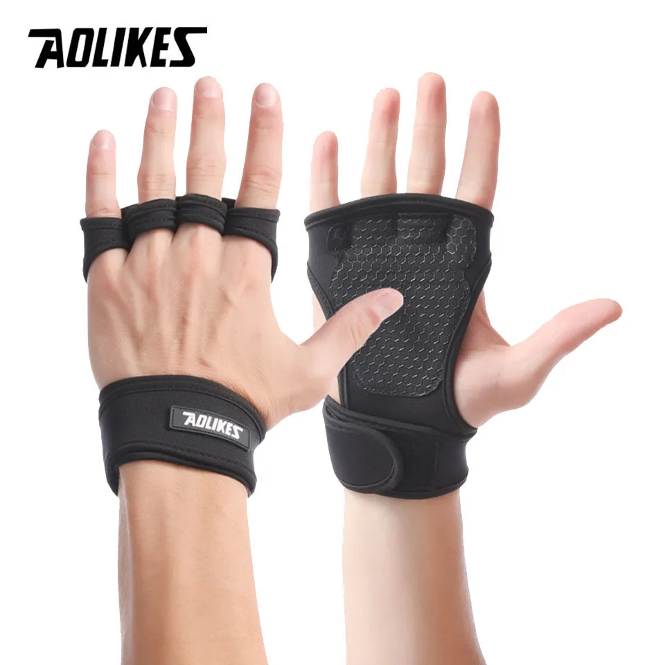 

AOLIKES Weight Lifting Gloves Training Gym Grips Fitness Glove Women Men Crossfit Bodybuilding Wristbands Hand Palm Protector