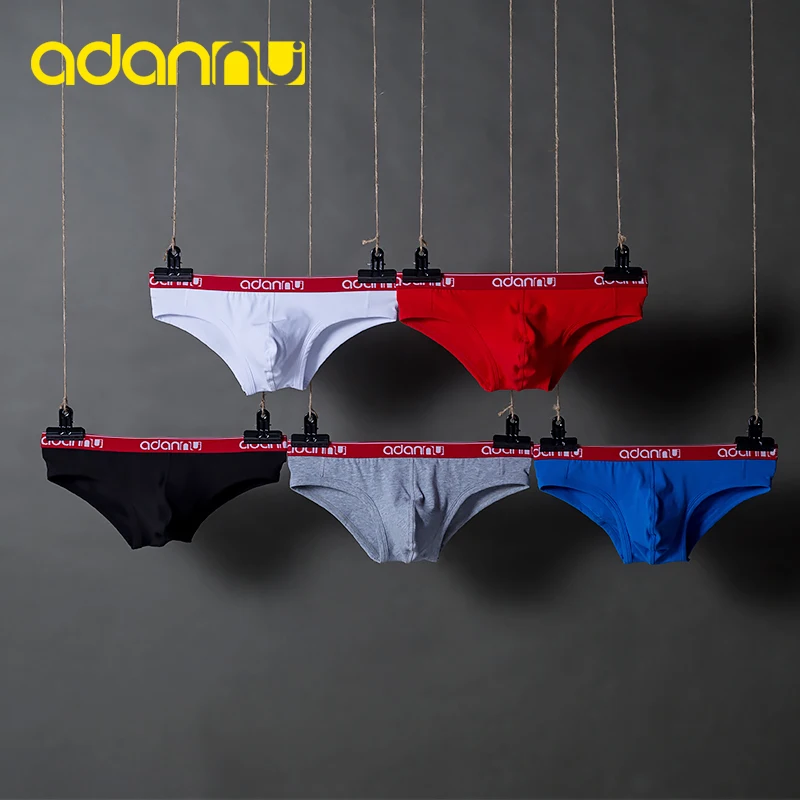 ADANNU Brand Sexy Men Underwear Men Briefs Cotton Male Panties Cueca Tanga Breathable U Pouch Sexy Briefs Bikini 5 Color