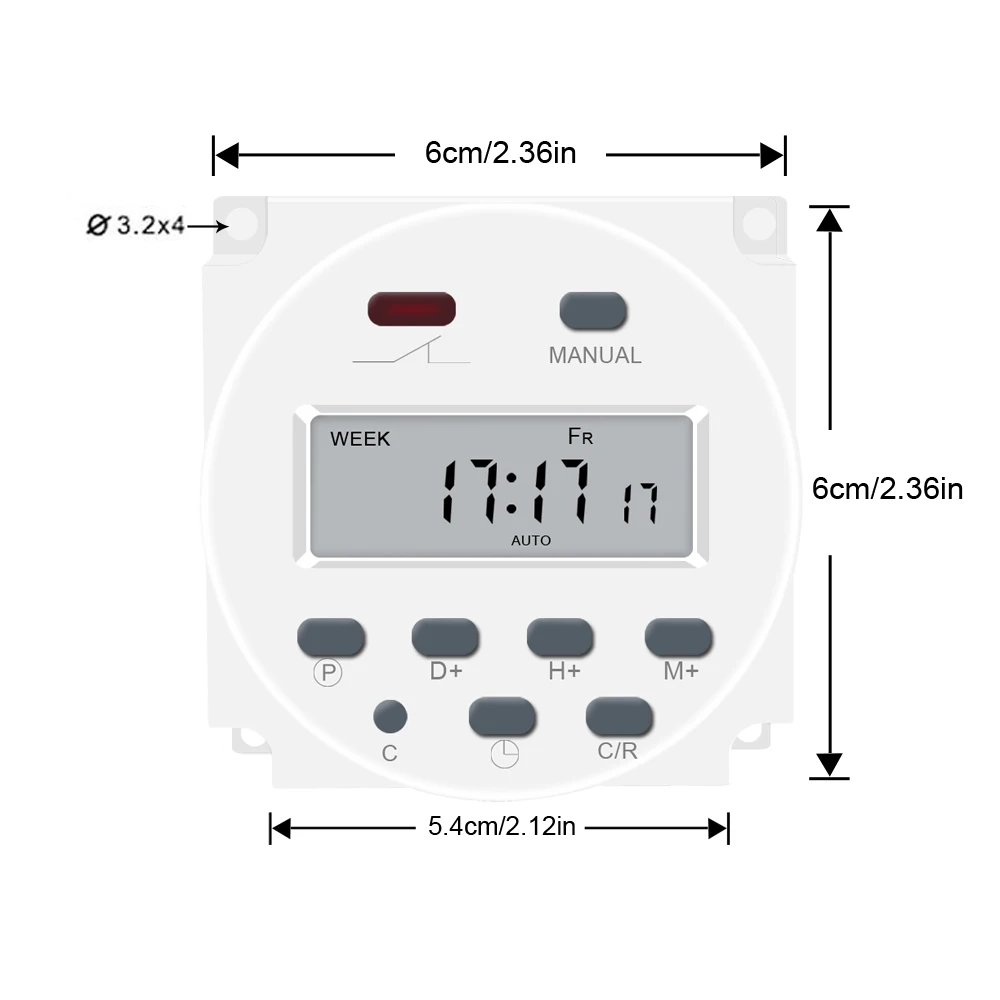 New 1Pc DC 12V AC 110V 220V 16A LCD Digital timer Control Power Programmable Timer Time rechargeable Relay Switch CN101A Timer