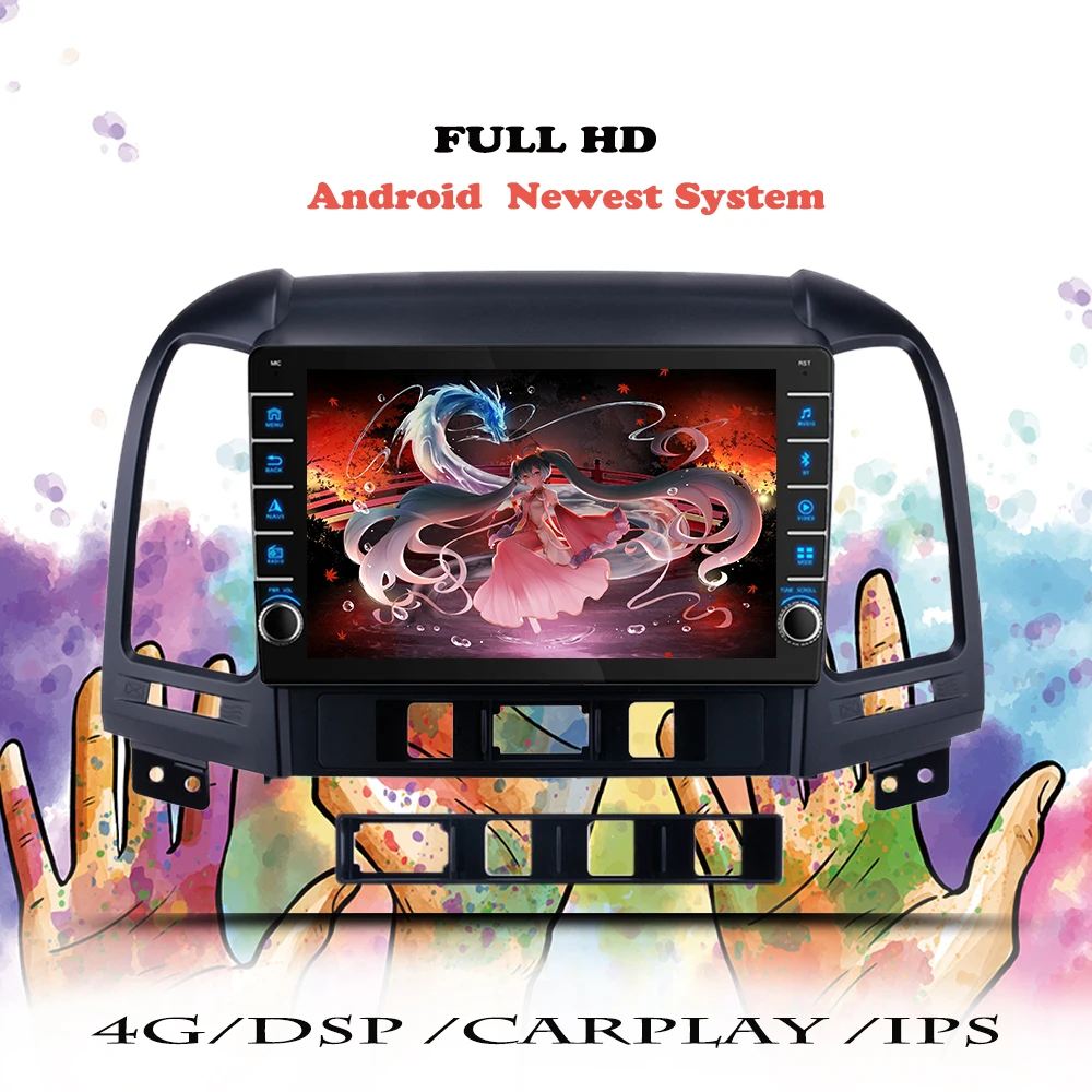 2Din Android 14.0 Car Radio For Hyundai Santa Fe 2 2006 2008 2010 2012 Multimedia Video Player DVD Navigation GPS WiFi Head Unit