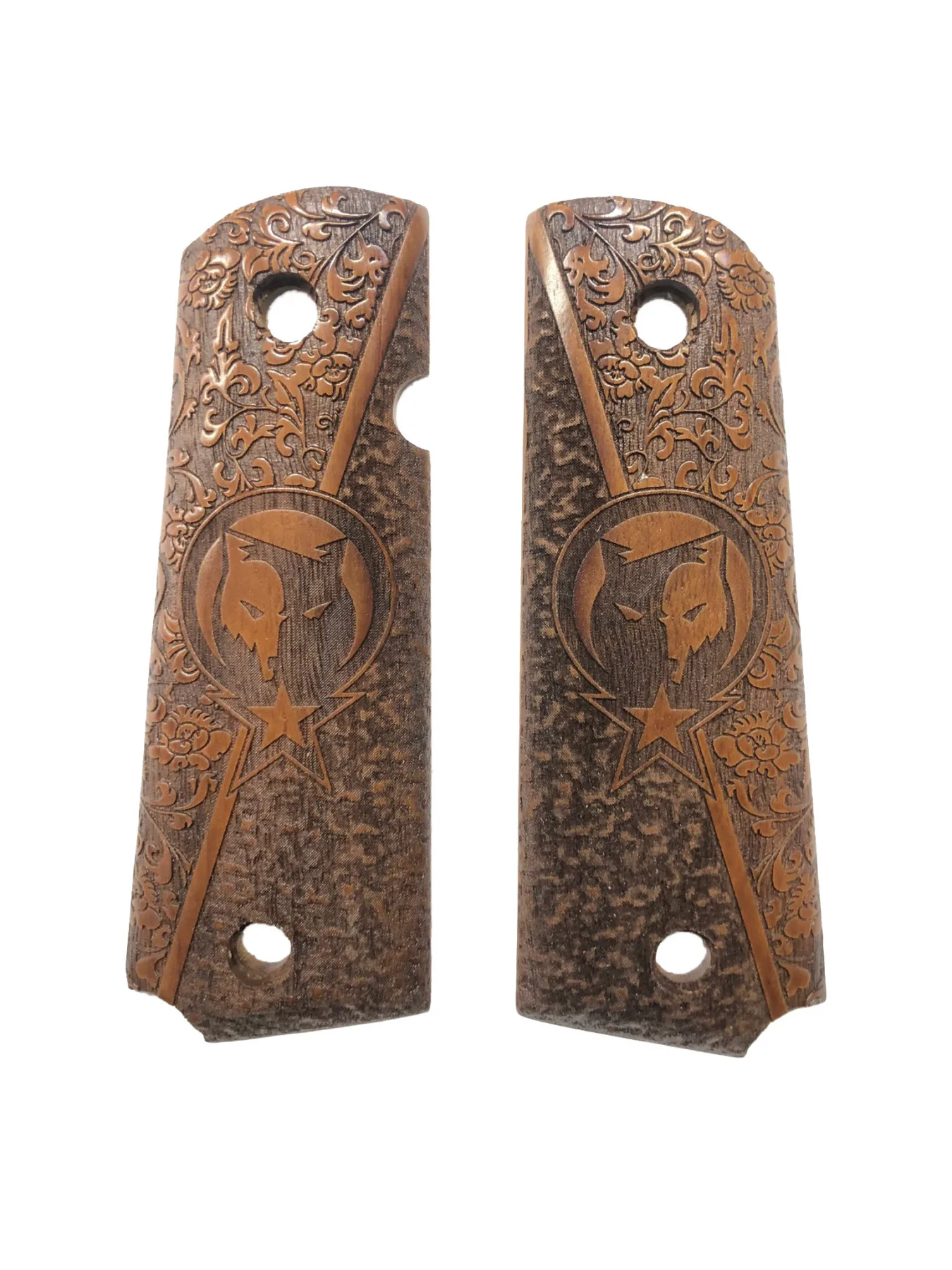 

Colt 1911 Compatible Moon Star and Wolf Model Special Pattern Laser Cut Wooden New Design Grips Mod31