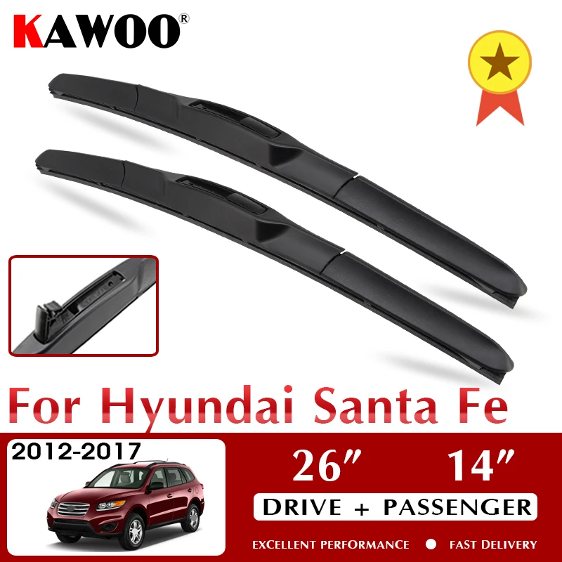 

KAWOO Wiper Front Car Wiper Blades For Hyundai Santa Fe 2012-2017 Windshield Windscreen Front Window Accessories 26"+14" LHD RHD